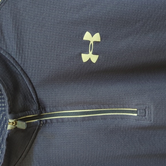 Men's Under Armour ColdGear 1/4 Zip Mock Neck Navy / Gray Pullover Size XL - Picture 2 of 7